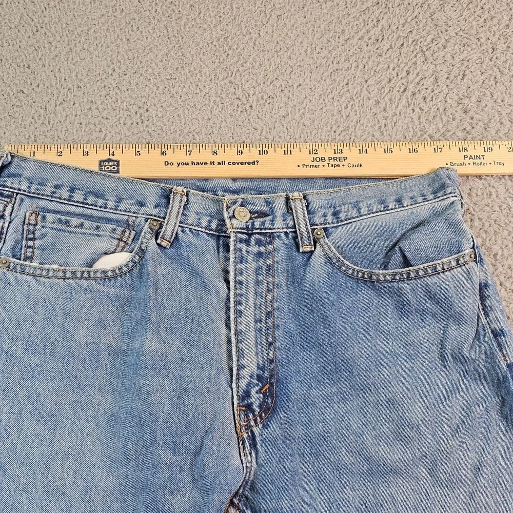Levis 505 Jeans Mens 32x30 Light Blue Regular Fit Straight Leg Denim Zip Fly
